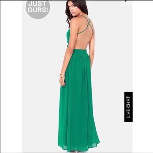 [Lulu’s] Rooftop Garden Backless Green Maxi